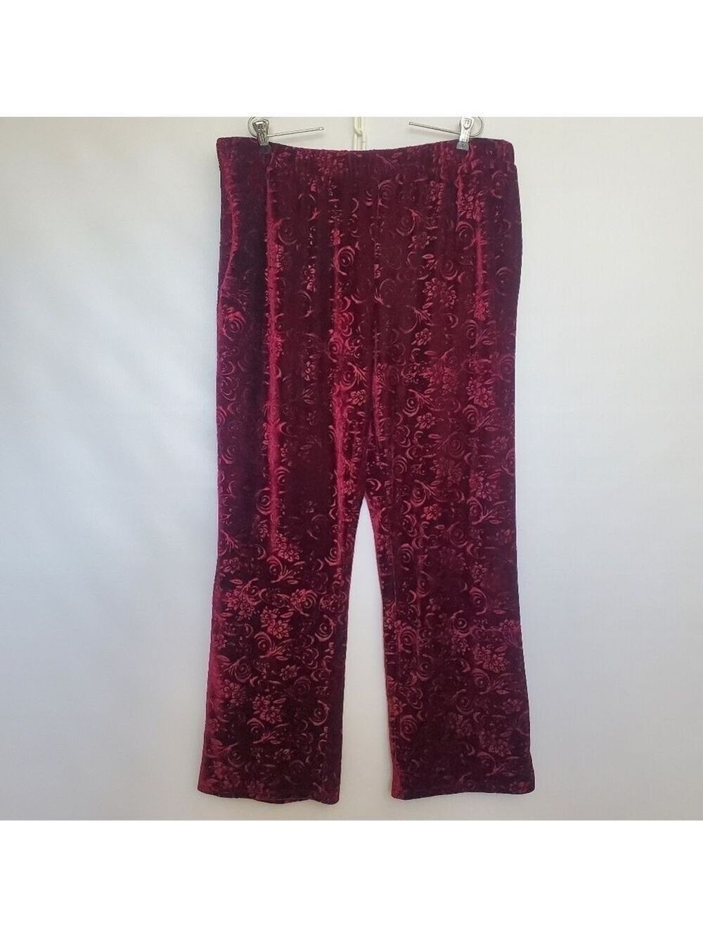 MARC NEW YORK ANDREW MARC BURGUNDY VELOUR PANTS PULLON WOMENS (XL) - Picture 3 of 11